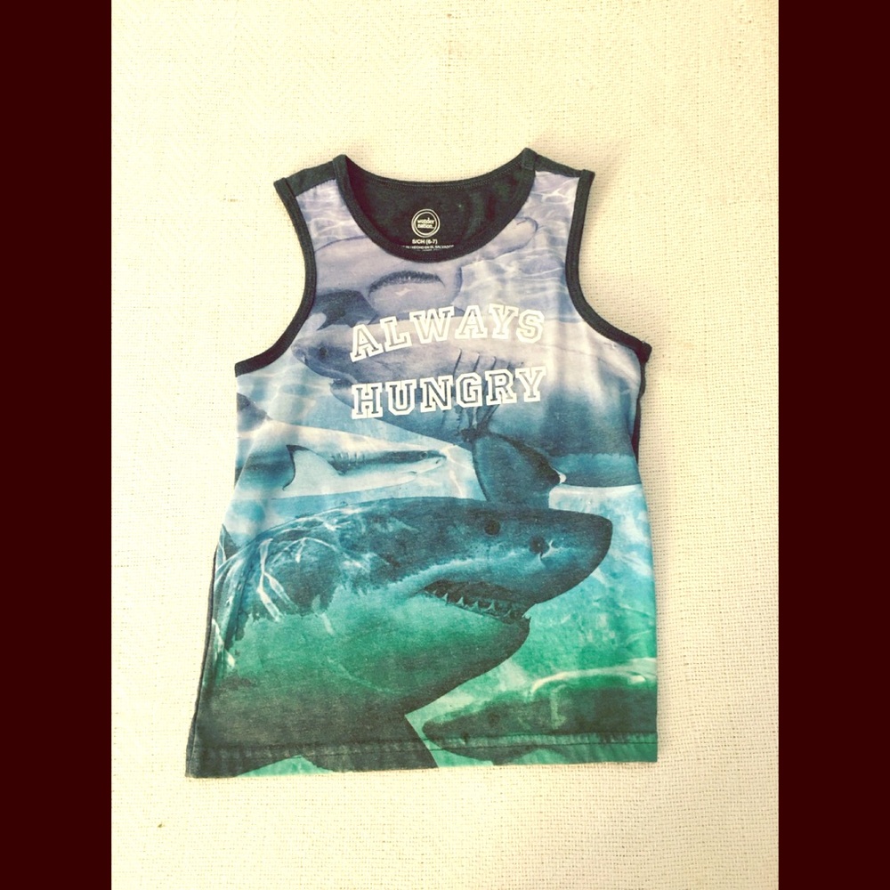 Blue Tank Top Shark Print